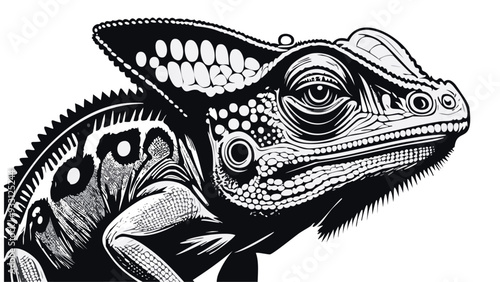 Chameleon Head Sketch Style - Animal Face Portrait Mammal
