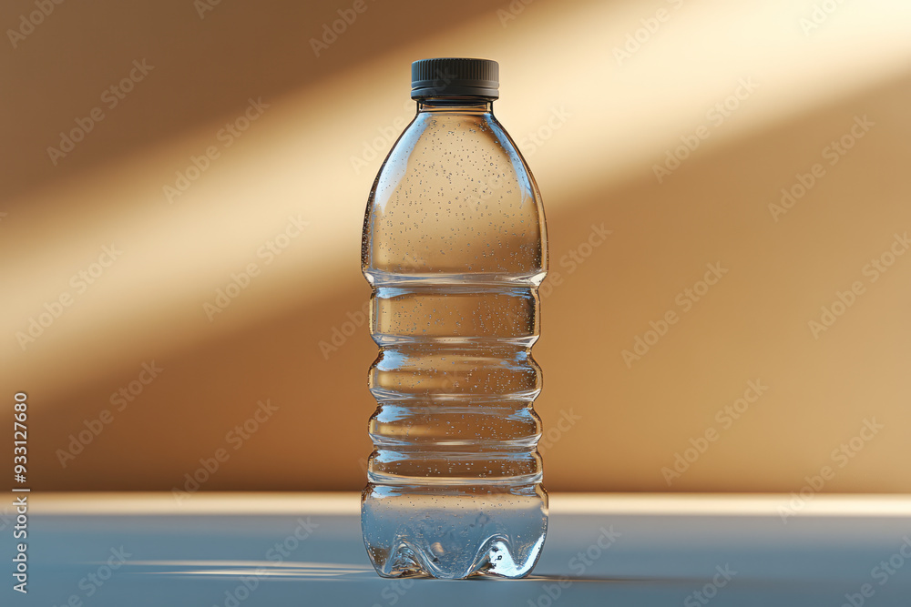 An empty water bottle, isolated on a pastel beige background, symbolizing dehydration and exhaustion, An empty water bottle, isolated on a pastel beige background, symbolizing dehydration and exhaustion,
