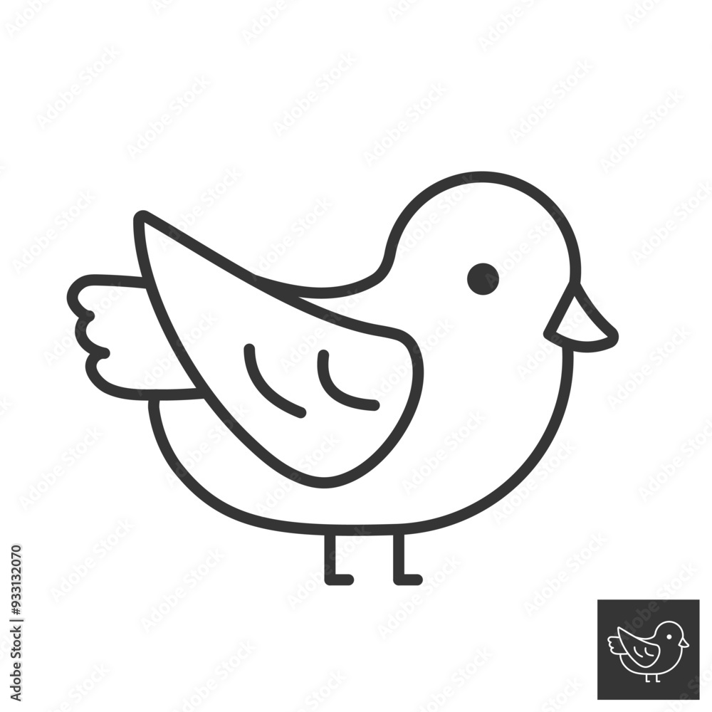 Cute little bird icon with thin line style. Baby animal pictogram. Editable stroke. Simple minimalist bird logo. Great for website, mobile app, ui ux. Vector illustration isolated on white background Cute little bird icon with thin line style. Baby animal pictogram. Editable stroke. Simple minimalist bird logo. Great for website, mobile app, ui ux. Vector illustration isolated on white background