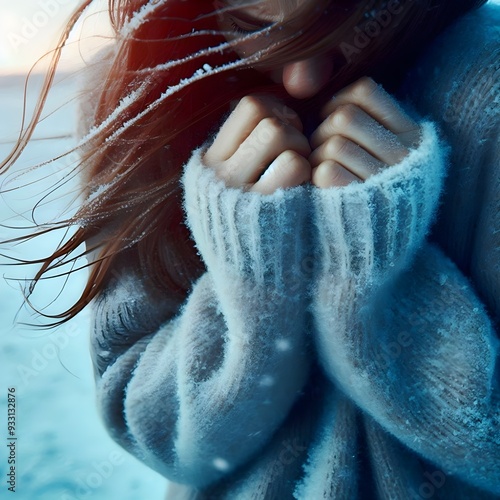 She trembled from the cold. photo