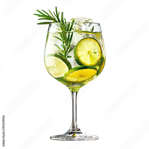 gin and tonic cocktail clip art isolated on white background photo