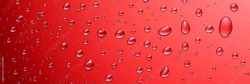 Vibrant Red Background with Shiny Water Droplets Vibrant Red Background with Shiny Water Droplets