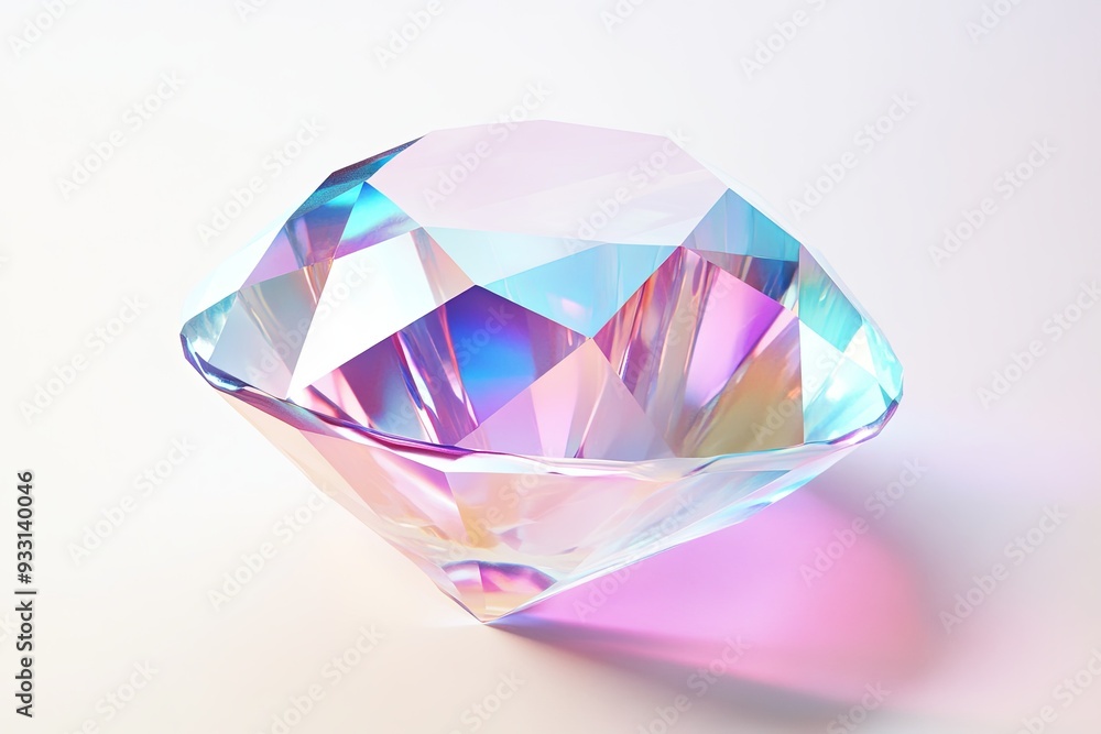A diamond with a rainbow colored halo A diamond with a rainbow colored halo