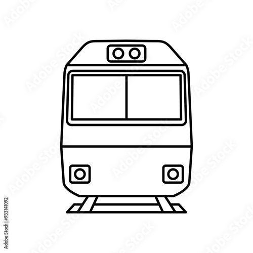 Train public transport front view vector simple line icon