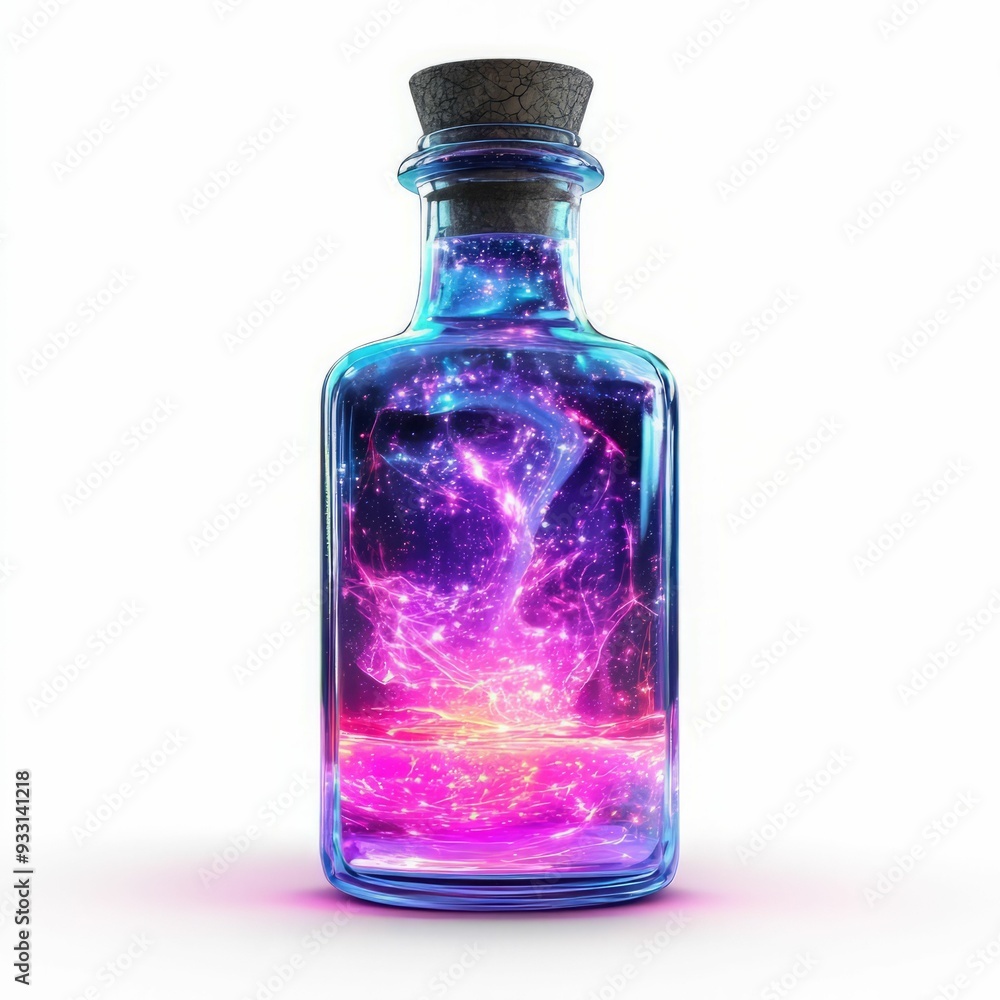A mesmerizing glass bottle filled with a swirling galaxy of colors, symbolizing creativity and cosmic wonder. A mesmerizing glass bottle filled with a swirling galaxy of colors, symbolizing creativity and cosmic wonder.