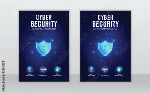 cyber security flyer design layout template,