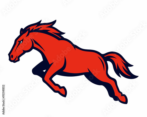 A running mustang horse cartoon mascot logo