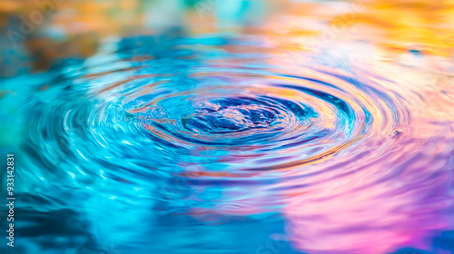 Pastel colourful waves. Abstract background close up mockup for designers. Vibrant colourful ripples on water. 
