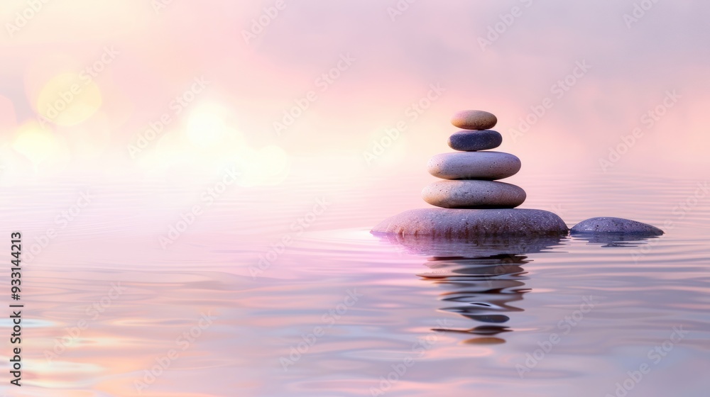 Zen Stones on a Calm Water Surface Zen Stones on a Calm Water Surface