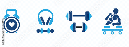 Fitness icon set. Contain fitness, weight, gym, bodybuilder and cardio icon.