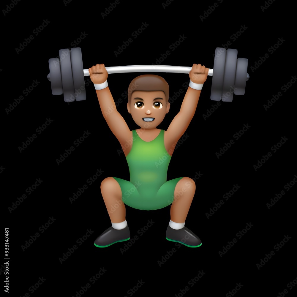 Obraz premium Weightlifter Emoji with Dark Skin Tone