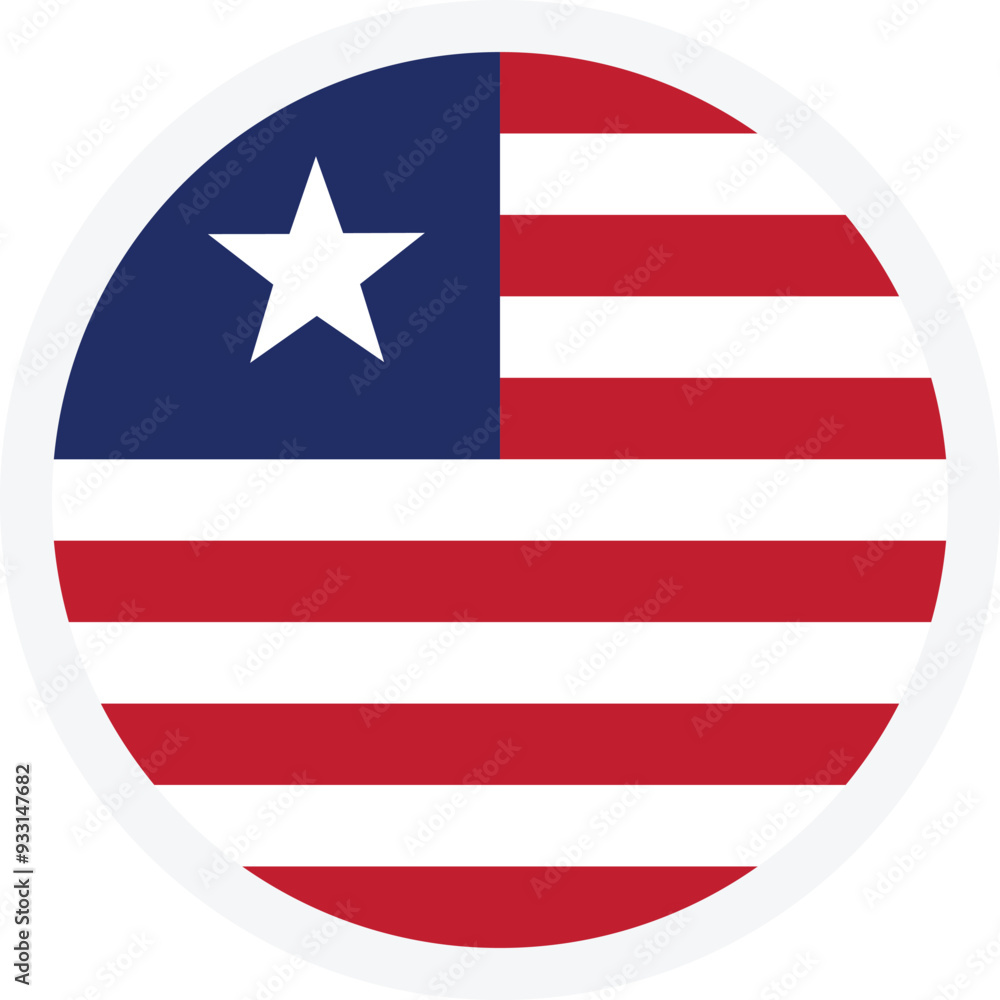 Obraz premium Flag of Liberia. Circle vector icon on transparent background. Icon for mobile apps, UI and web design. EPS10