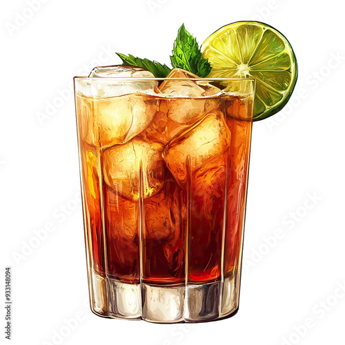 dark and stormy cocktail clip art isolated on white background