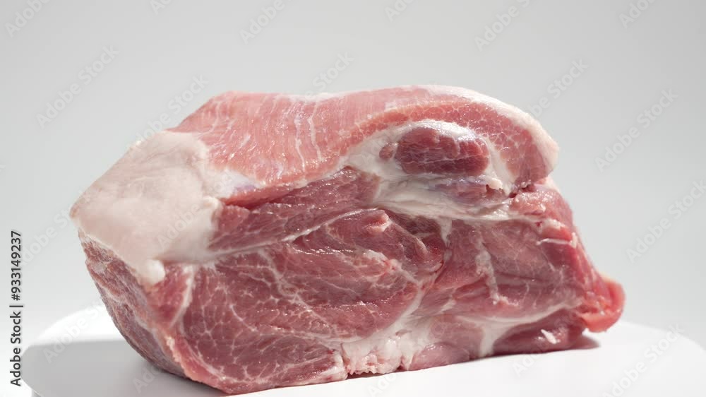 Fresh pork meat rotates on a white background. Fresh pork meat rotates on a white background.