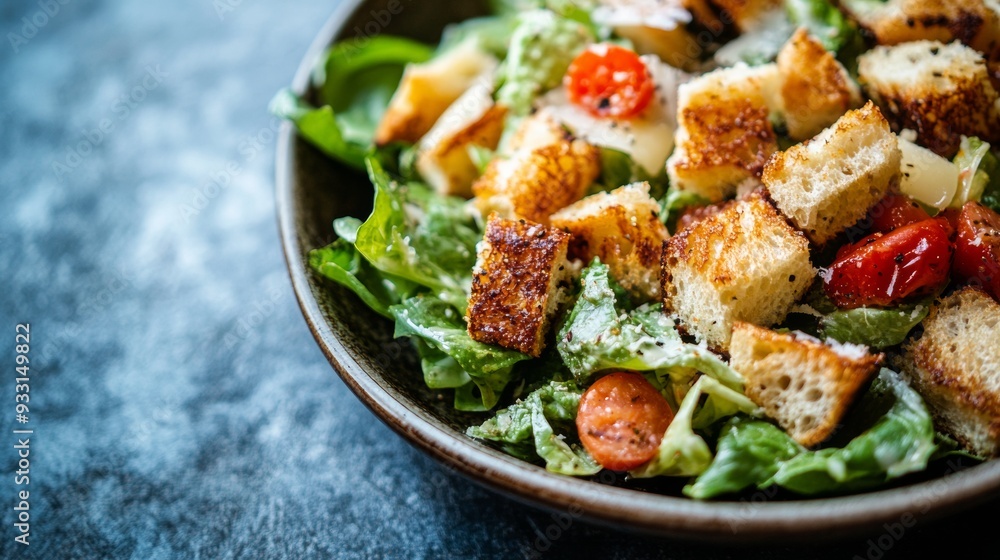 A dish with salad caesar A dish with salad caesar