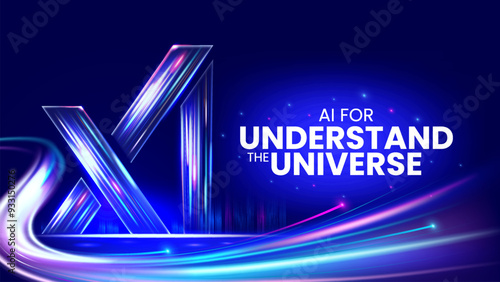 XI Digital AI Technology on a Blue Background-A Futuristic Concept Featuring Light Effects, Abstract Tech Innovations, and Big Data in Vector Illustration