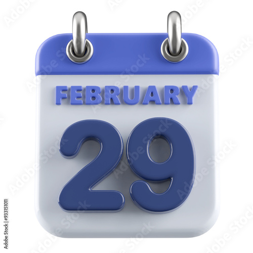 29th February Calendar Icon 3D Render