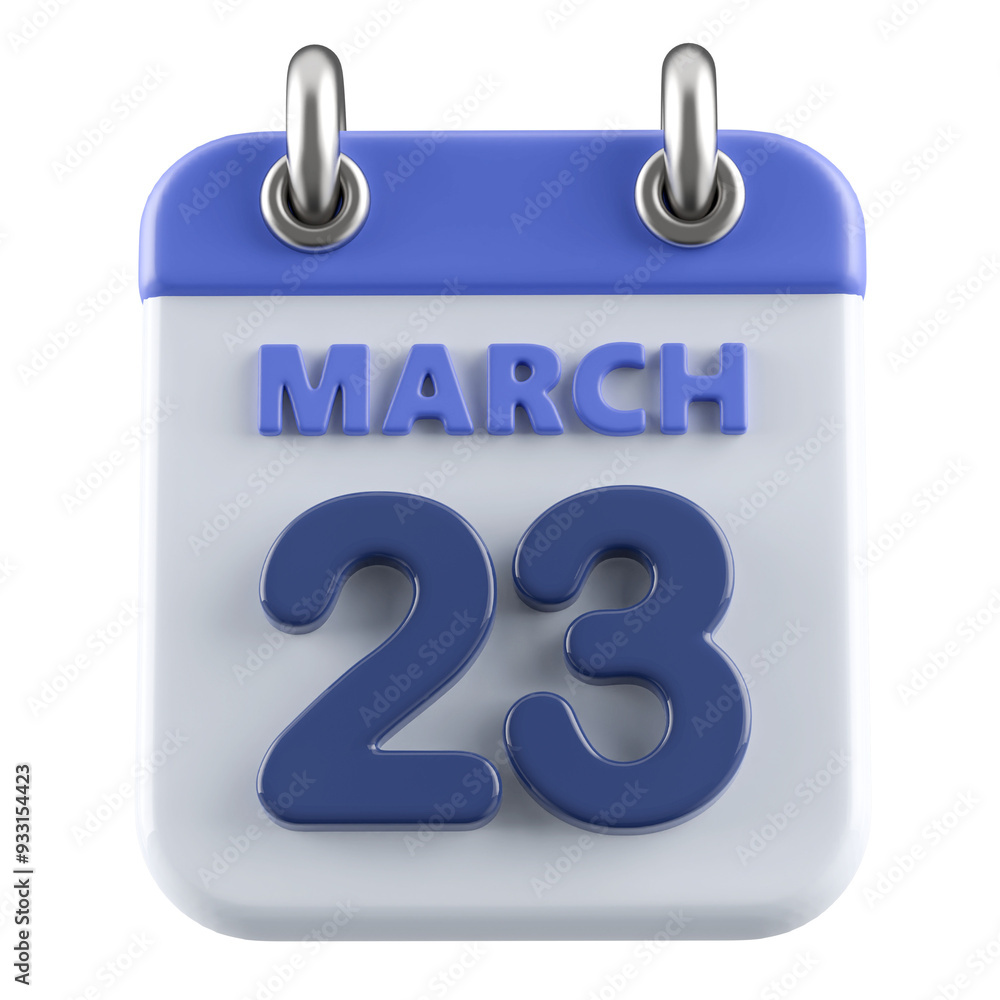 23rd March Calendar Icon 3D Render 23rd March Calendar Icon 3D Render