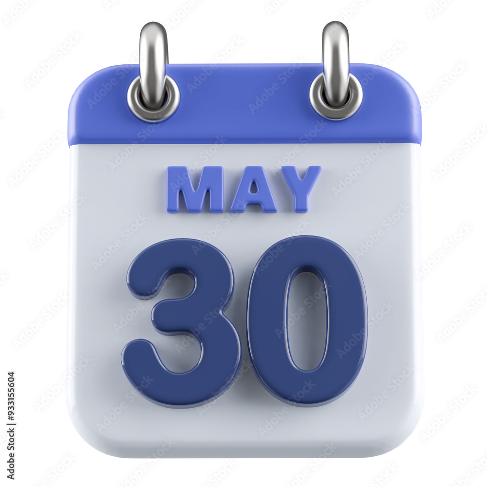 30th May Calendar Icon 3D Render 30th May Calendar Icon 3D Render