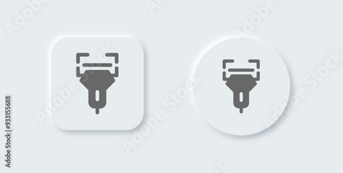 Barcode scanner solid icon in neomorphic design style. Qr code signs vector illustration.