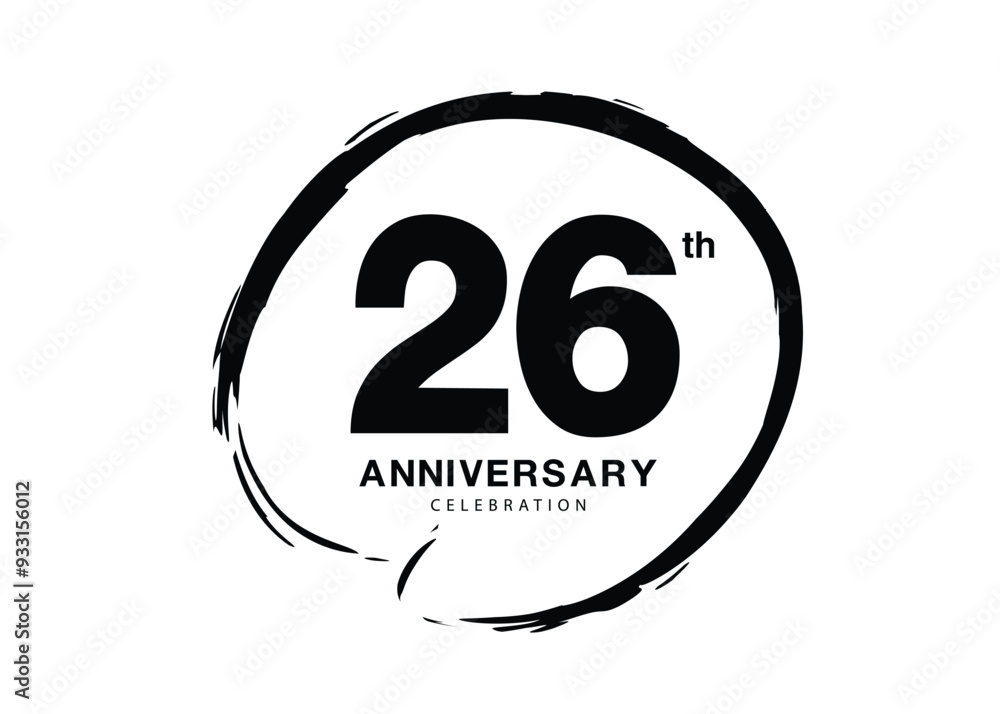 26 Years Anniversary Celebration logo black paintbrush vector, 26 number logo design, 26th Birthday Logo, happy Anniversary, Vector Anniversary For Celebration, poster, Invitation Card, black color 26 Years Anniversary Celebration logo black paintbrush vector, 26 number logo design, 26th Birthday Logo, happy Anniversary, Vector Anniversary For Celebration, poster, Invitation Card, black color
