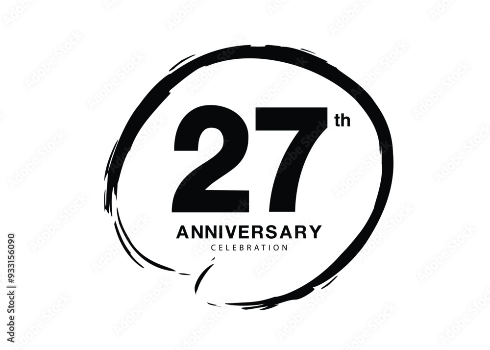 27 Years Anniversary Celebration logo black paintbrush vector, 27 number logo design, 27th Birthday Logo, happy Anniversary, Vector Anniversary For Celebration, poster, Invitation Card, black color 27 Years Anniversary Celebration logo black paintbrush vector, 27 number logo design, 27th Birthday Logo, happy Anniversary, Vector Anniversary For Celebration, poster, Invitation Card, black color