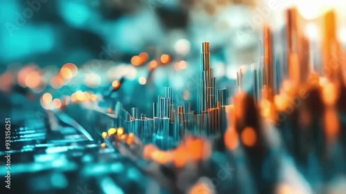 Business analysis, trading concept. Blurred background with graphs of financial indicators