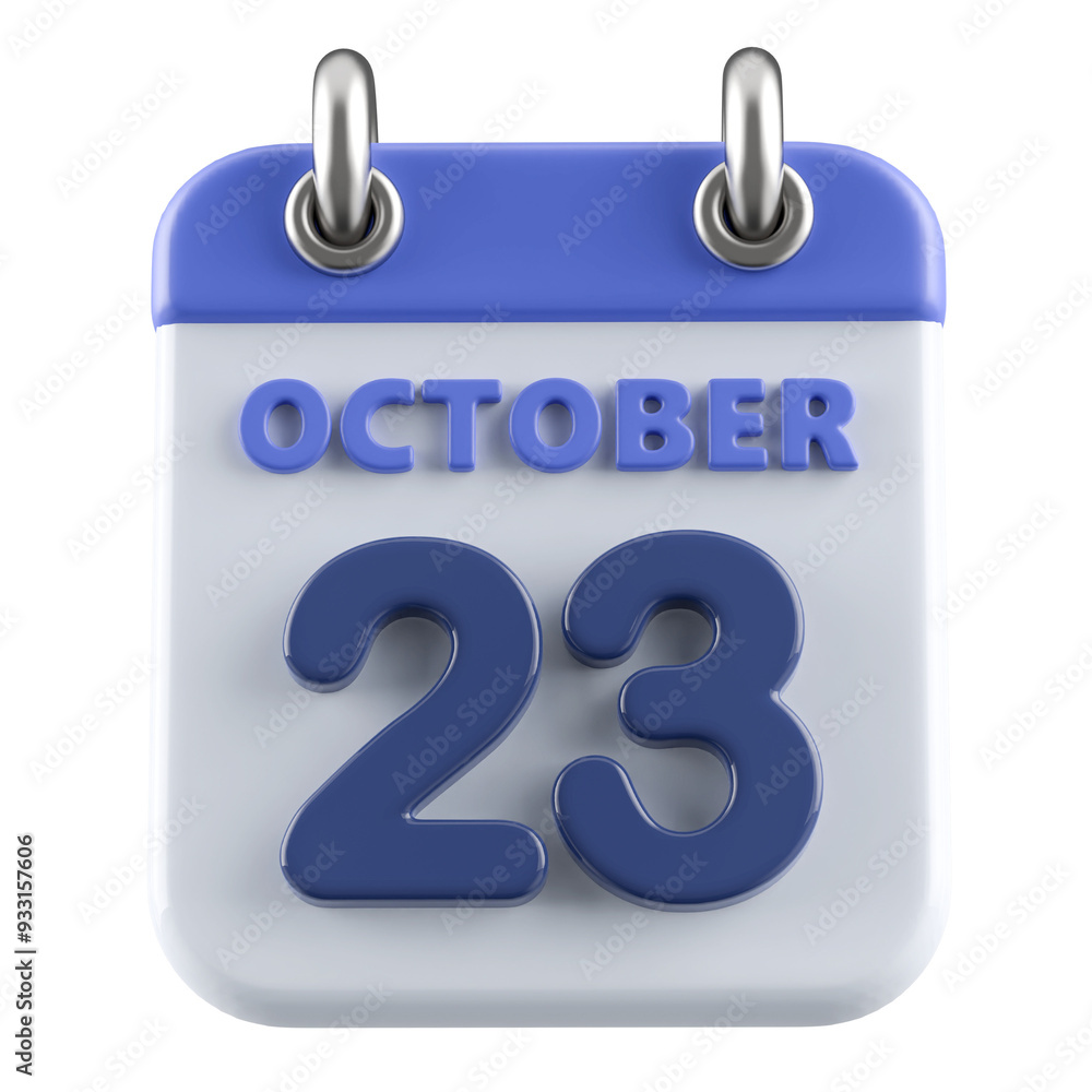 23rd October Calendar Icon 3D Render