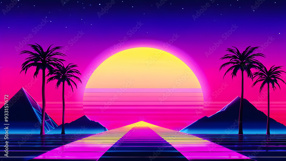 Naklejka premium panorama estivo pop tropicale 