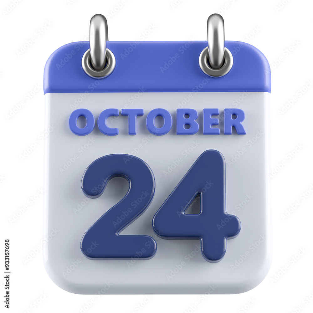 24th October Calendar Icon 3D Render 24th October Calendar Icon 3D Render