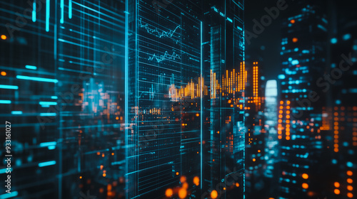 Wallpaper Mural Abstract business  innovative Smart city and graphs with statistics to analyze business potential and predict future developments in company growth.

 Torontodigital.ca