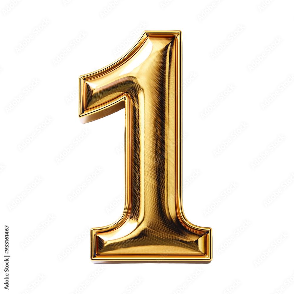 golden number 1 isolated on white, 3d render golden number 1 isolated on white, 3d render