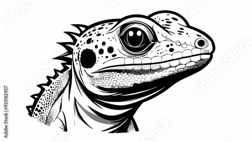 Gecko Head Sketch Style - Animal Face Portrait Mammal
