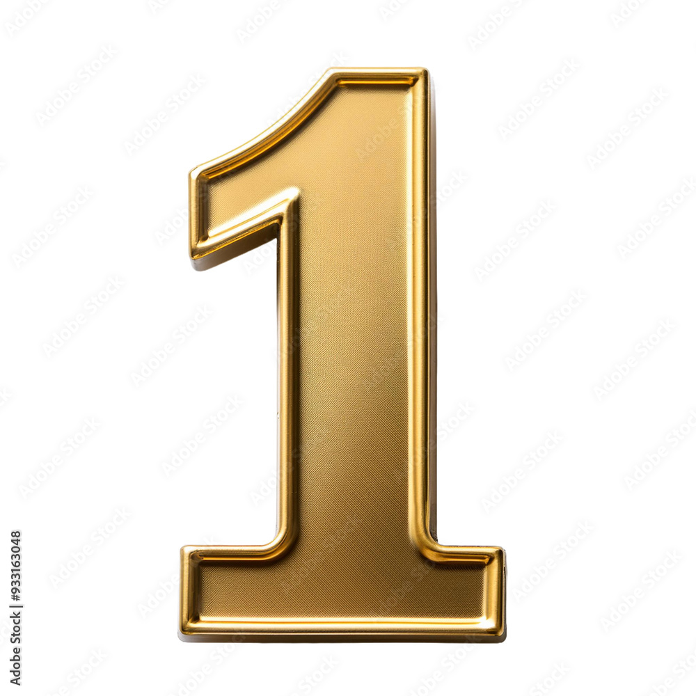 golden number 1 isolated on white, 3d render golden number 1 isolated on white, 3d render