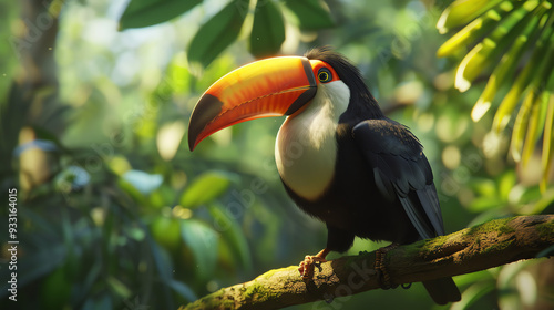  toucan sitting on a branch in a jungle