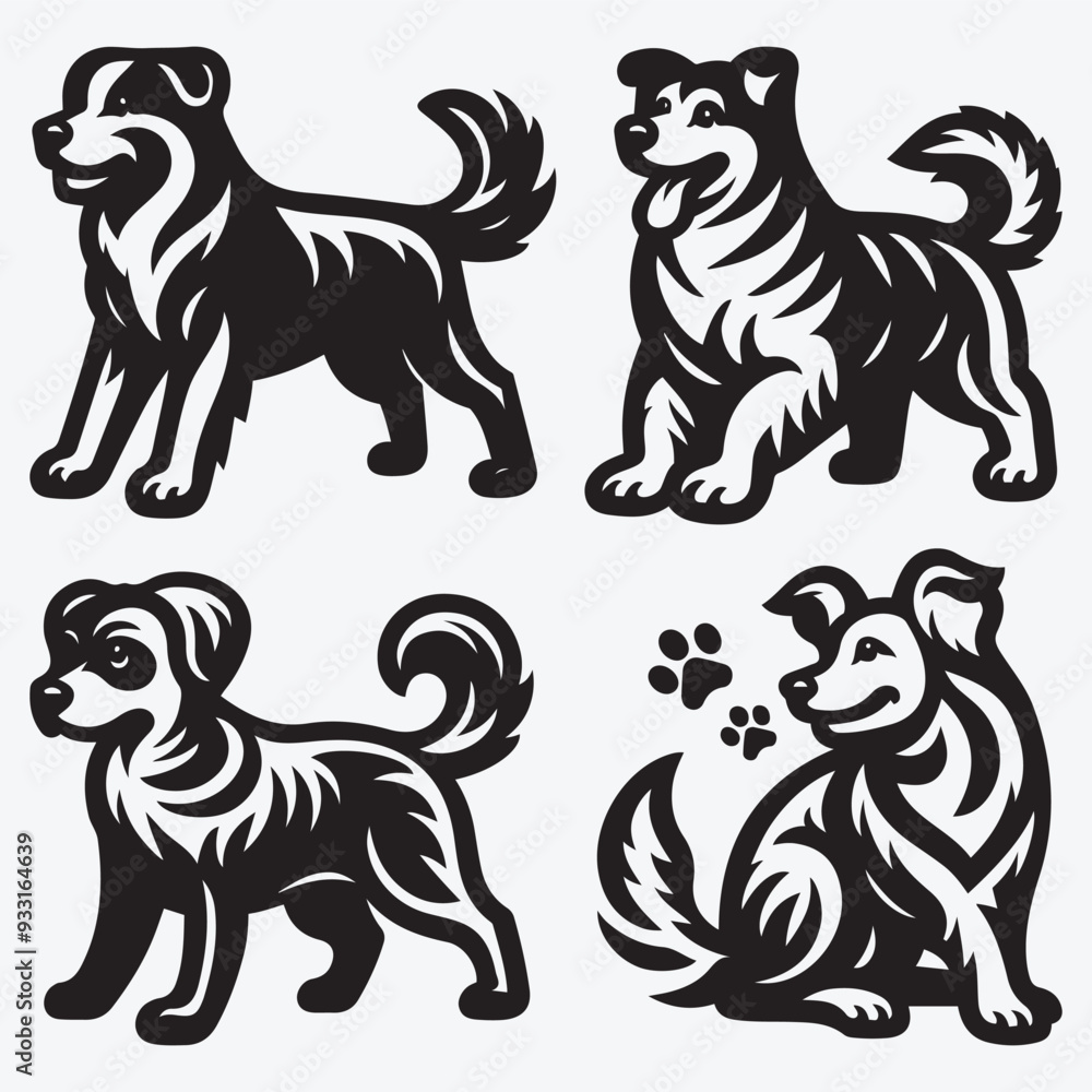 Obraz premium Creative Dog Silhouette Collection Stunning Clip Art for All Pet Enthusiasts