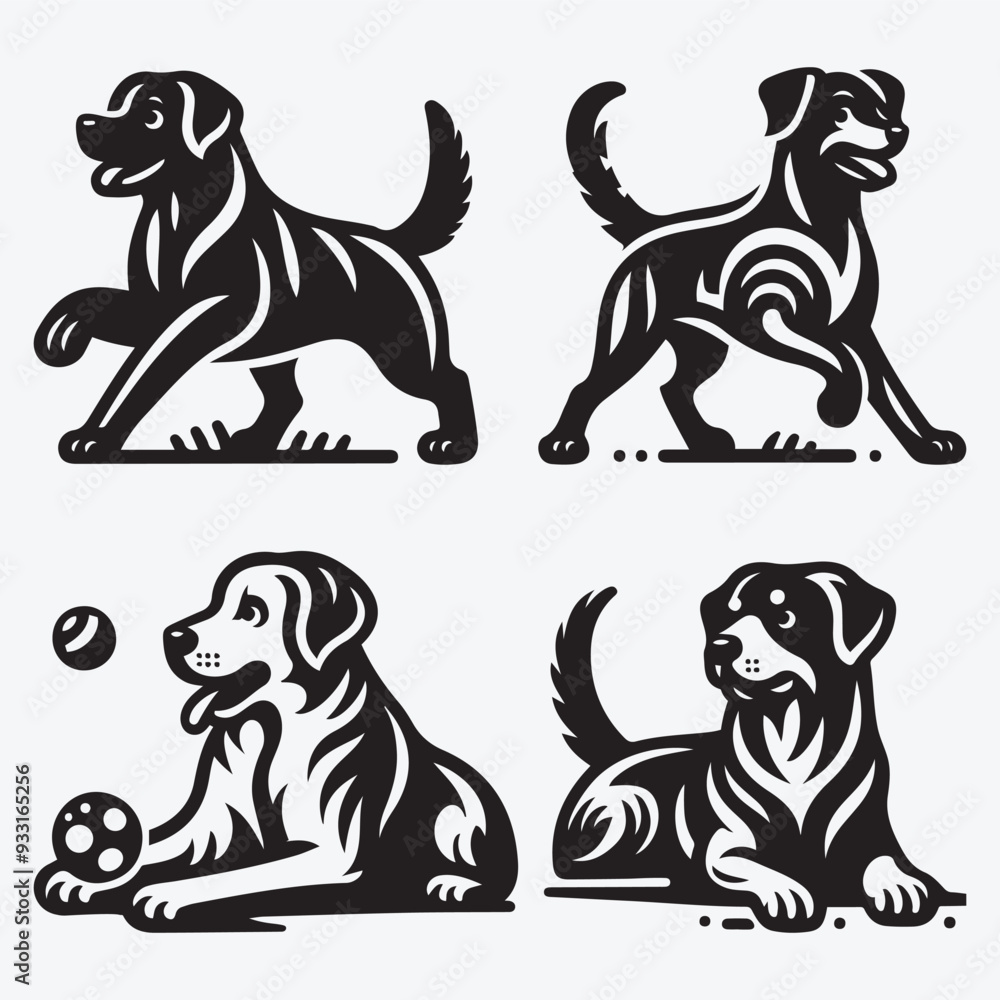Obraz premium Creative Dog Silhouette Collection Stunning Clip Art for All Pet Enthusiasts