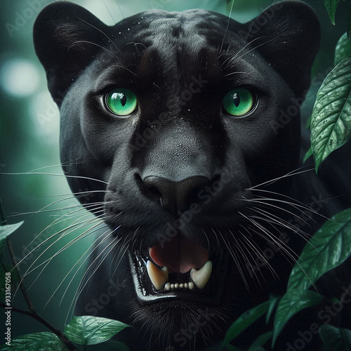 Portrait of a Black Panthe with expressive eyes