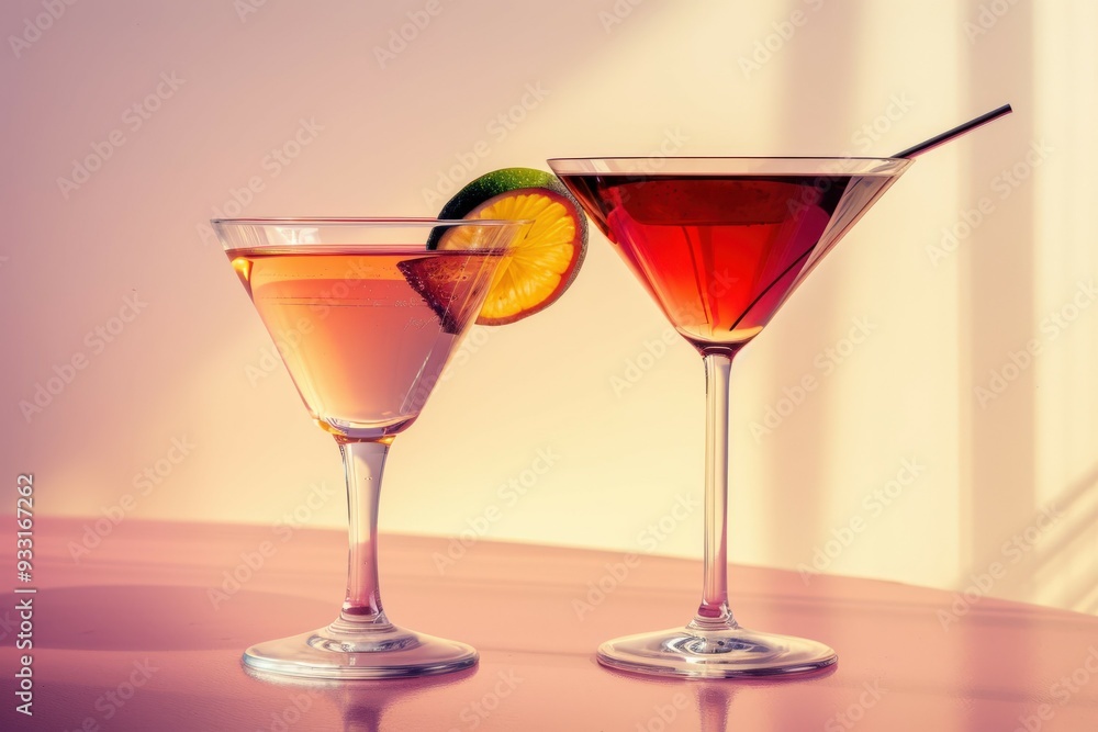 A close-up of a drink in a glass with a flower beside it and another flower on the glass. Beautiful simple AI generated image A close-up of a drink in a glass with a flower beside it and another flower on the glass. Beautiful simple AI generated image