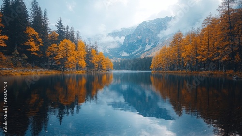 Autumnal Lake in the Mountains