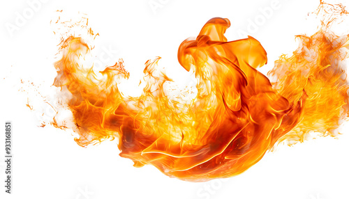 fire, flame Splash on a white isolated background. Generative AI.