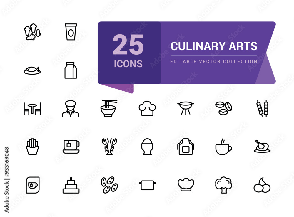 Culinary Arts and Cooking icon pack. Related to Frying, boiling, baking ...