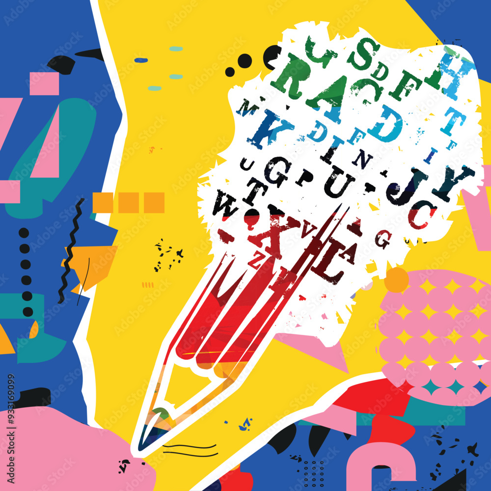 Fototapeta premium Reading, writing, knowledge, education concept. Design for library, literature, university, school, courses, lessons, classes