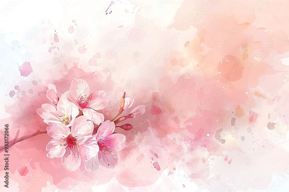 A delicate cherry blossom branch in soft pastel hues, capturing the essence of spring and freshness in a watercolor style. A delicate cherry blossom branch in soft pastel hues, capturing the essence of spring and freshness in a watercolor style.