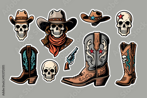 set teschio cowboy