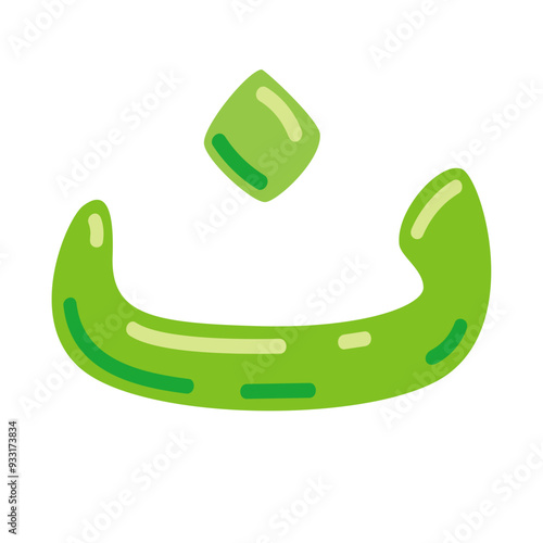Nun letter vector illustration, hijaiyah letter of arabic alphabet, letter nun clip art in cute colorful cartoon style, isolated on white background