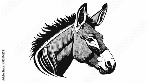 Donkey Head Sketch Style - Animal Face Portrait Mammal
