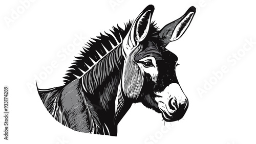 Donkey Head Sketch Style - Animal Face Portrait Mammal
