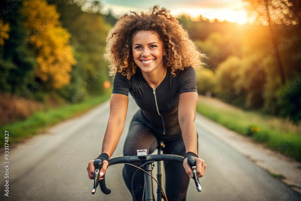 Fototapeta premium woman riding a bike