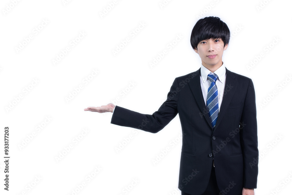 ご案内する若いビジネスマン ご案内する若いビジネスマン